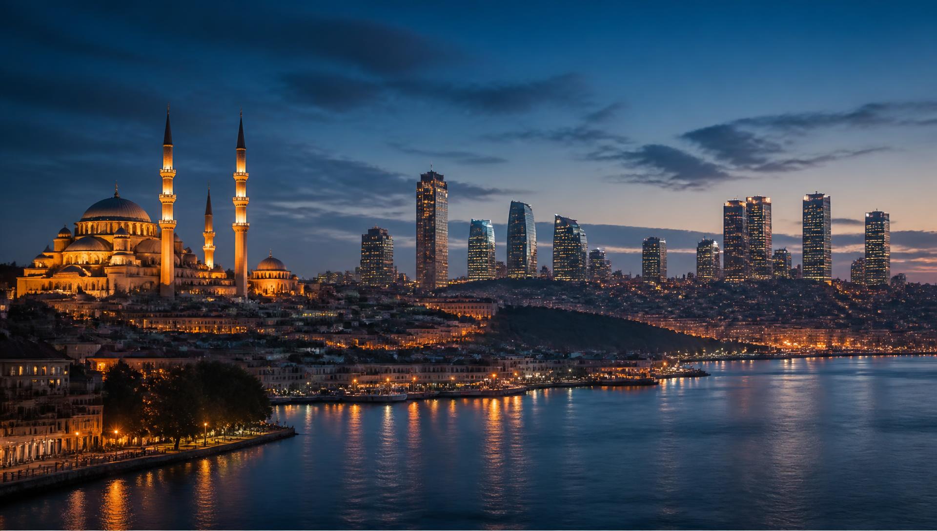 İstanbul and Manila skylines at dusk